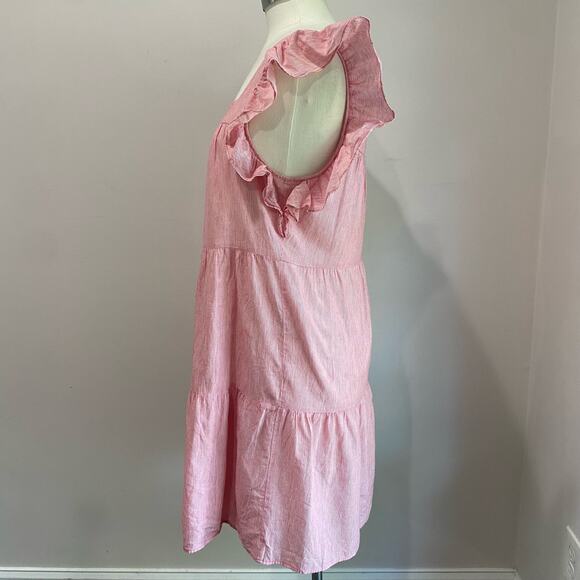 Marie Oliver Sailor Red & White Striped Cotton Linen Blend Dress Size M - Picture 4 of 10